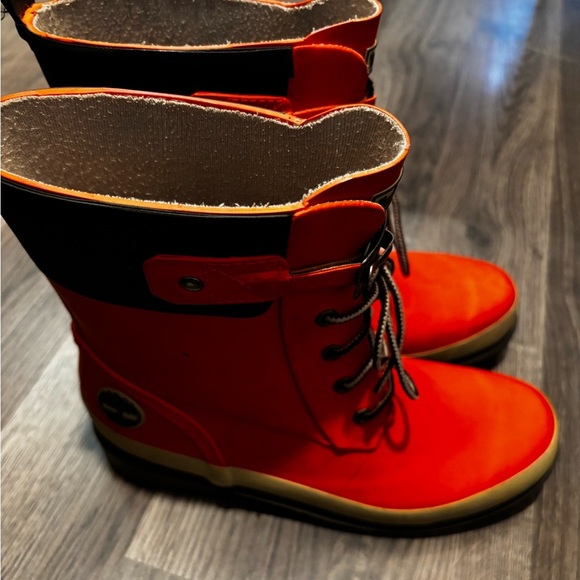 Timberland women’s ' Orange Waterproof Boots size 8 fall winter durable bright - Picture 4 of 14